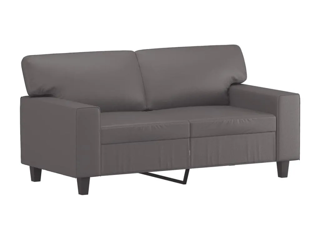 Sofá de dos plazas tapizado en cuero sintético gris de 120 cm  PG4395507