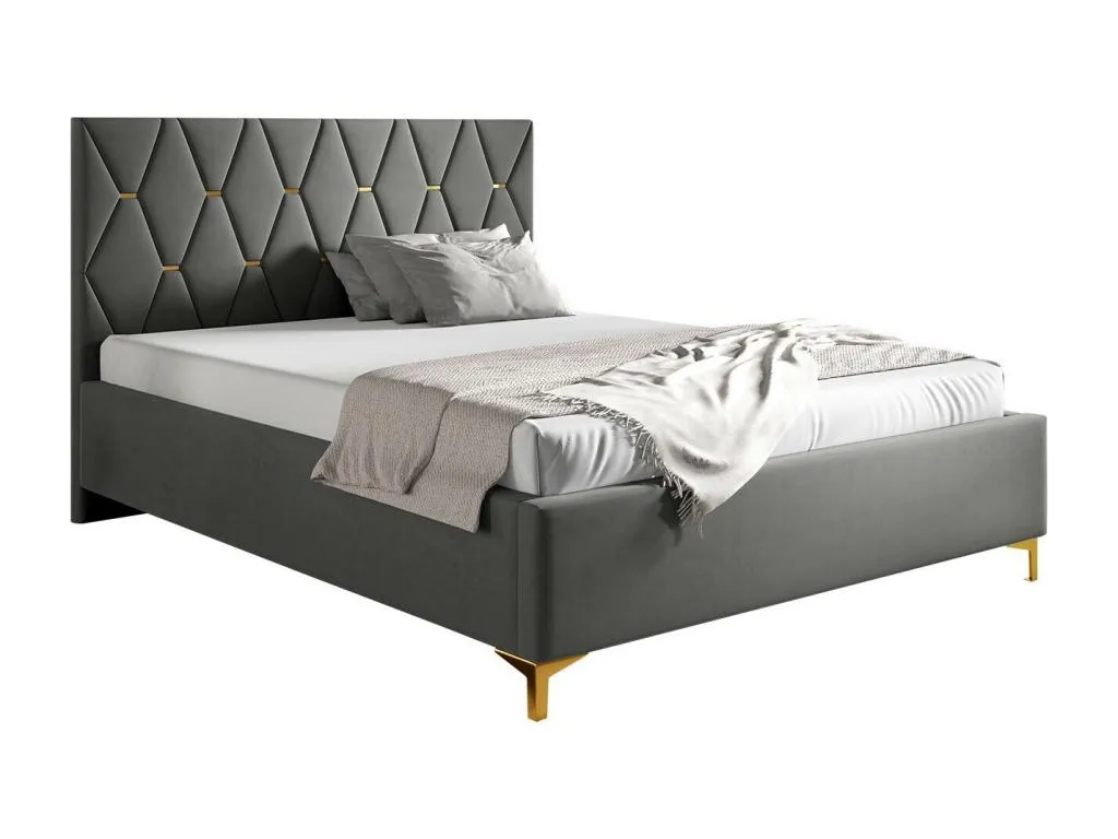 Cama Cosinor 192, doble, gris, 180x200, tapiz, somieres, 198x222x122cm qtp1702981