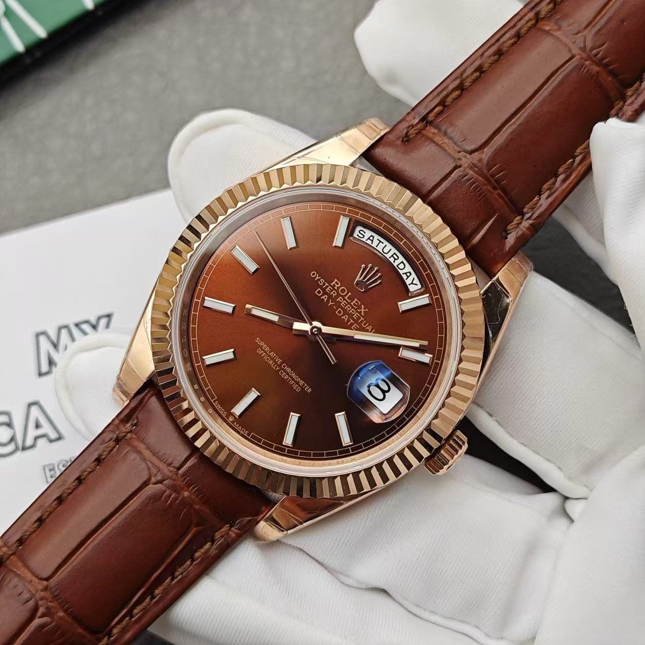 Replica Rolex Day-Date 118135 V5 Brown Dial