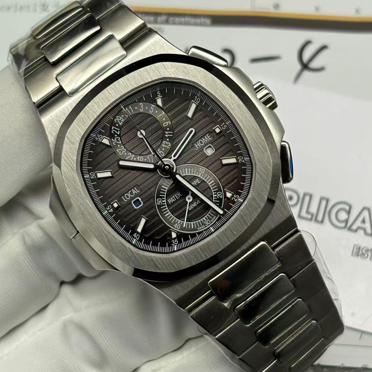 Replica Patek Philippe Nautilus Travel Time Steel Chronograph 5990/1A-001