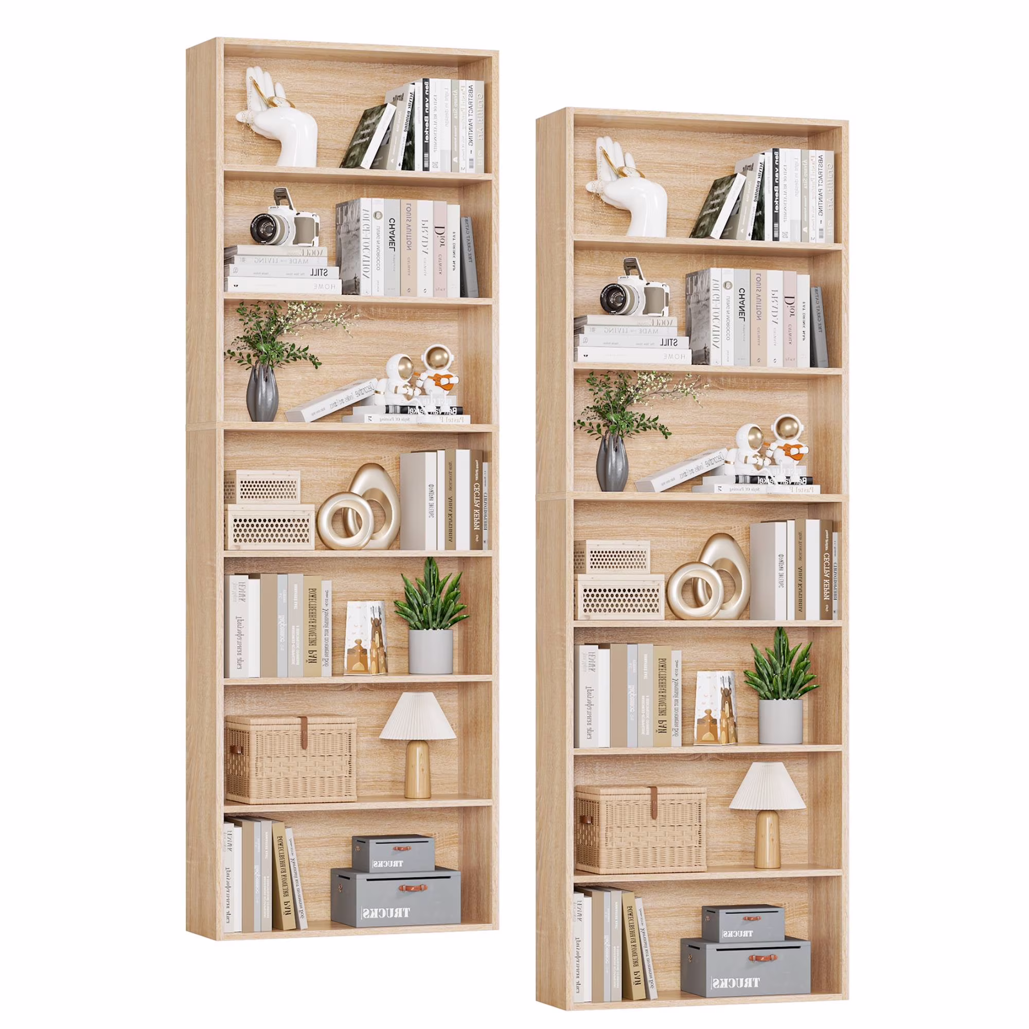 Homfa 82" Tall Bookcases, Freestanding Display Storage Shelves, 7-Tier Open Bookshelf for Home Office Living Room Bedroom, White - Image 3