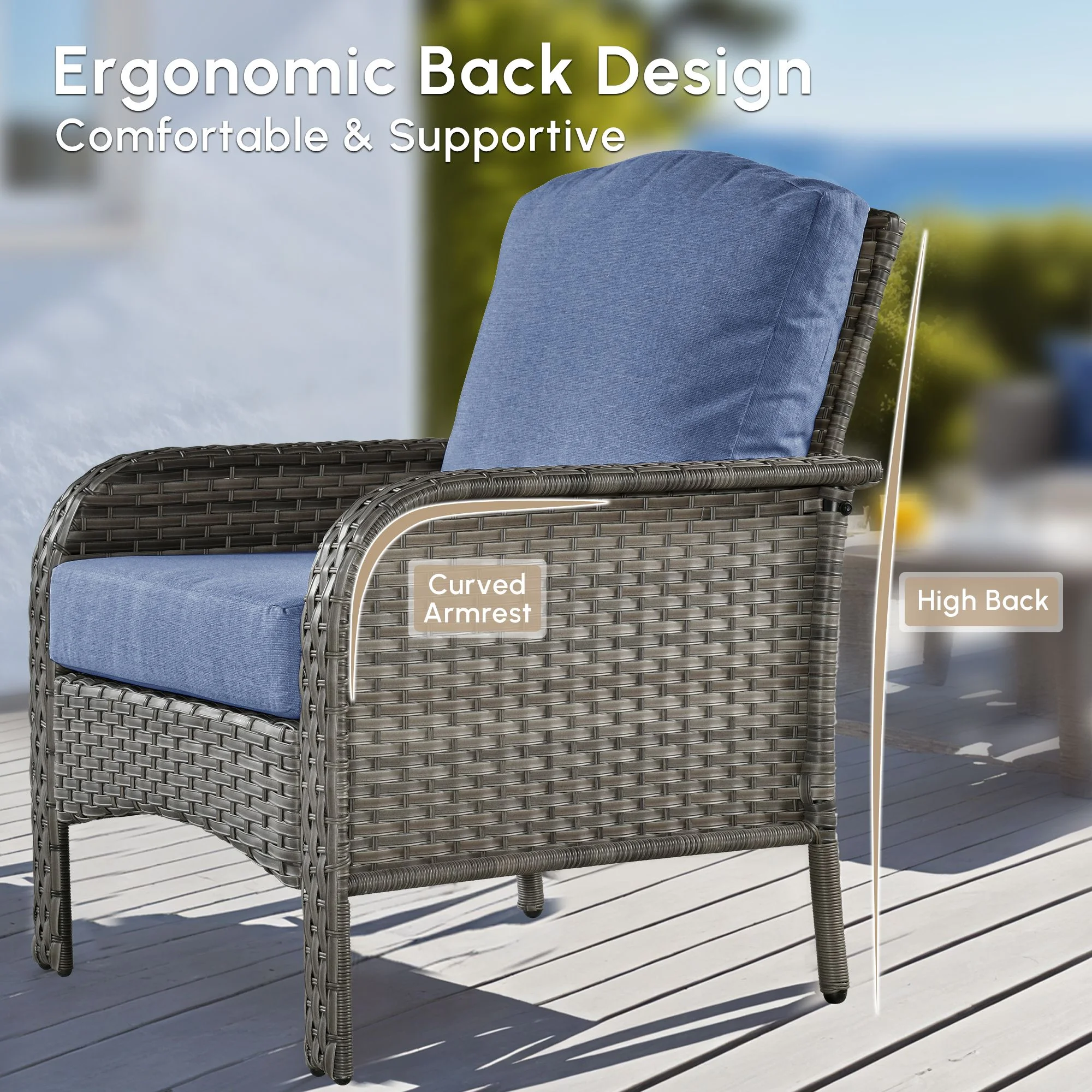 Vcatnet 4 Pieces Outdoor Patio Furniture All-weather Wicker Conversation Set with Coffee Table for Garden,Poolside,Gray - Image 24