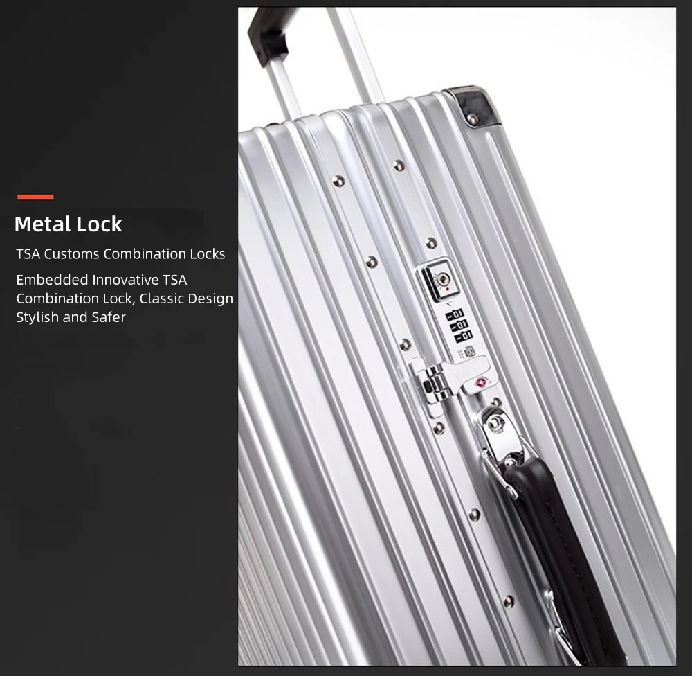 All Aluminum Magnesium Carry on Luggage Airline Approved, Hardside Carry on Suitcase with TSA Lock, Zipperless Luggage Checked Luggage Metal Rolling Luggage for Travel, Business - Image 7