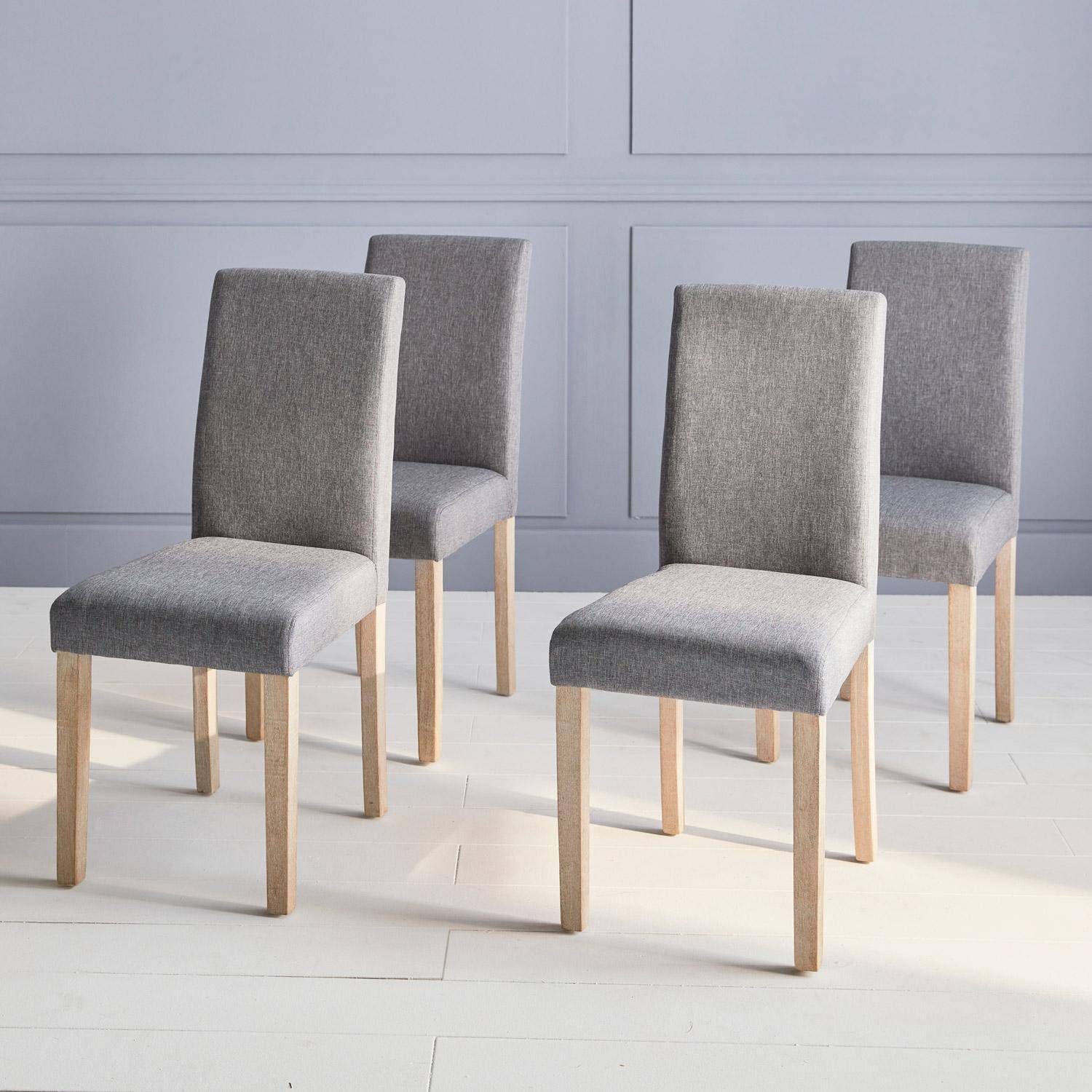 Rita - Silla de tela con patas de madera, set de 4