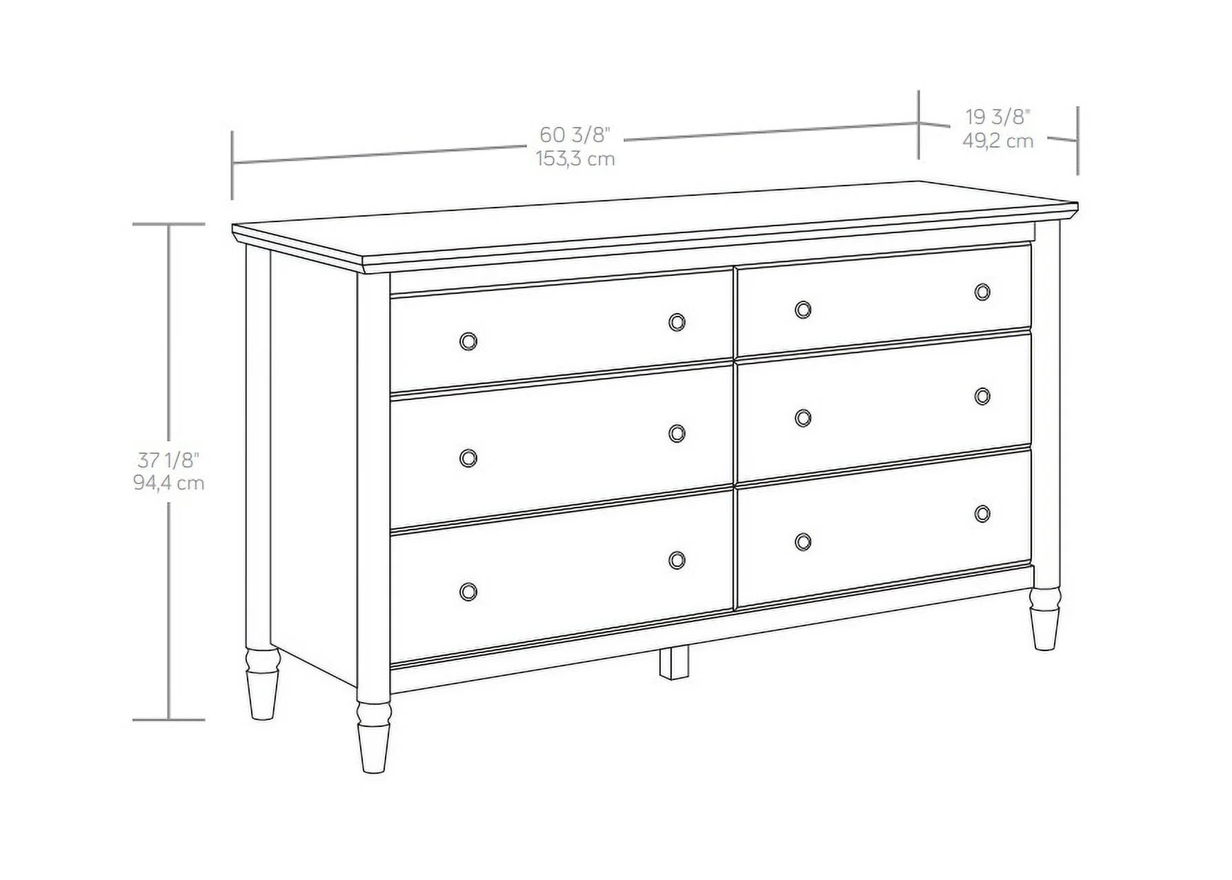 My Texas House Monroe 6-Drawer Dresser, Brushed Oak Finish - Image 3