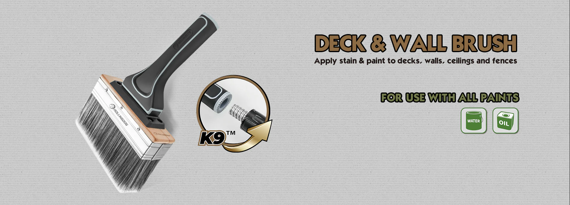 THE MOLOSSUS™ Deck & Wall Brush – Wide 2″ × 7″ Paint Brush with Extension Pole Compatibility - KTF Painting Interior Exterior