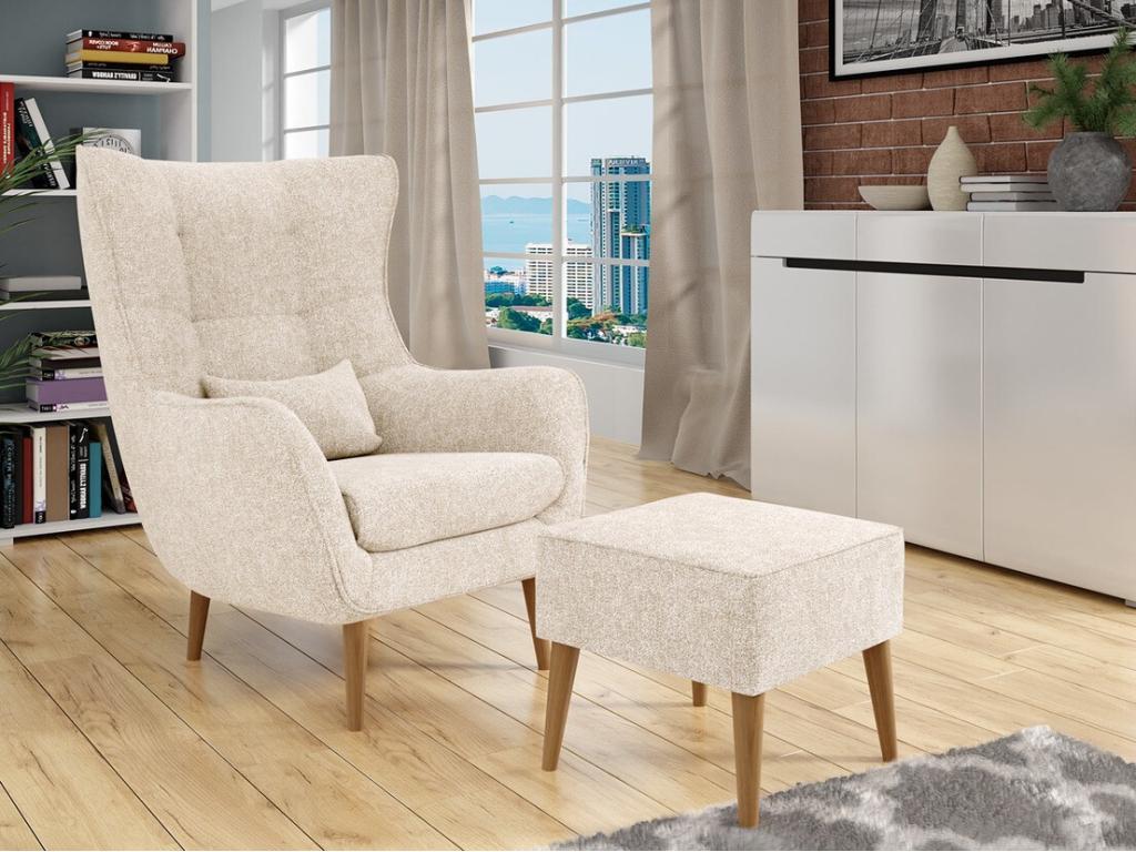 Sillón Homelyvo 206 - De color marrón claro - 106x80x95cm - Tapiz - Patas Madera
