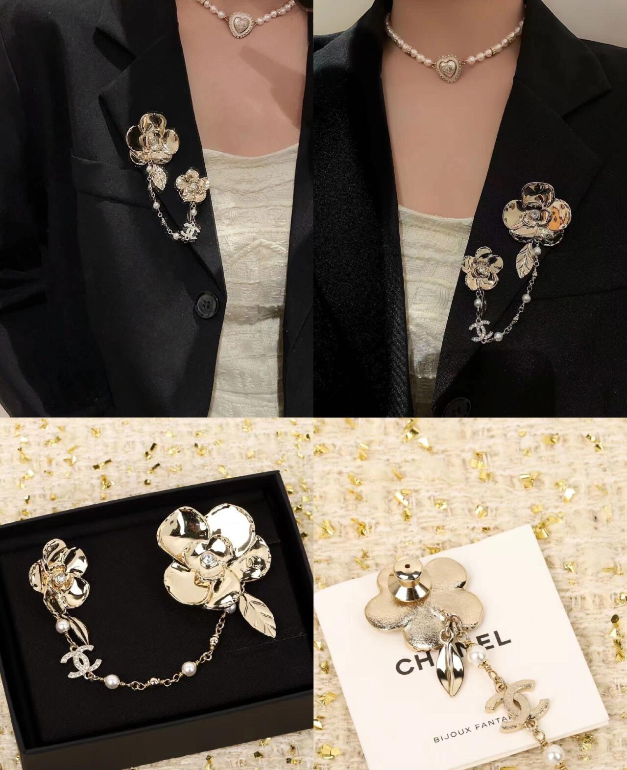 Chanel Camellia with Chain Flower Brooch - Original Replica Club