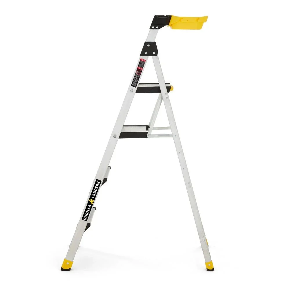 Gorilla Ladders Aluminum Dual Platform Ladder With Project Bucket, 5.5 Ft, 300 Lb Capacity - Image 2 Gorilla Ladders Aluminum Dual Platform Ladder With Project Bucket, 5.5 Ft, 300 Lb Capacity - Image 2