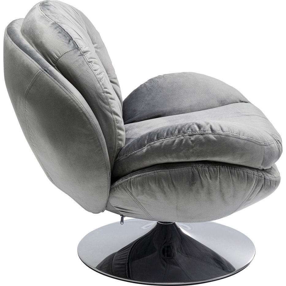 Kare Design Cosy Draaibare Fauteuil - Velvet Grijs