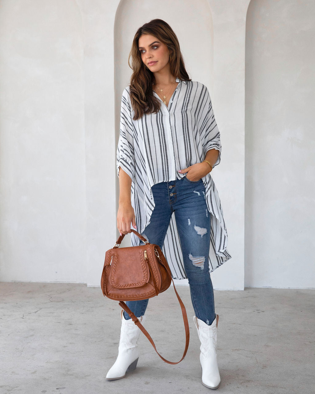 Michelle Lightweight High Low Top - FINAL SALE - Se7enfashion