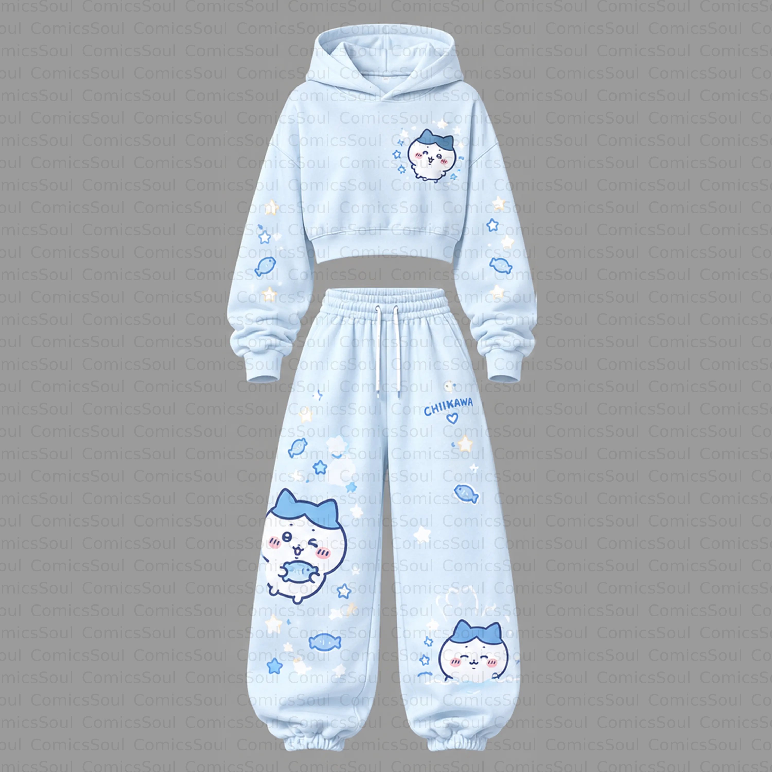 CHIIKAWA Cropped Long Sleeve Hoodie & High Waist Jogger Pants Two Piece TeeThreads Sustain the Scene with Custom Apparel