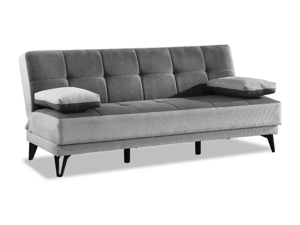 Sofá cama Decoesp Sofá cama 3 plazas con pies de Decoesp negro Sofá de salón en tela tapizada con apertura clic-Decoesp 190x87h97 cm Gris 93940KULH