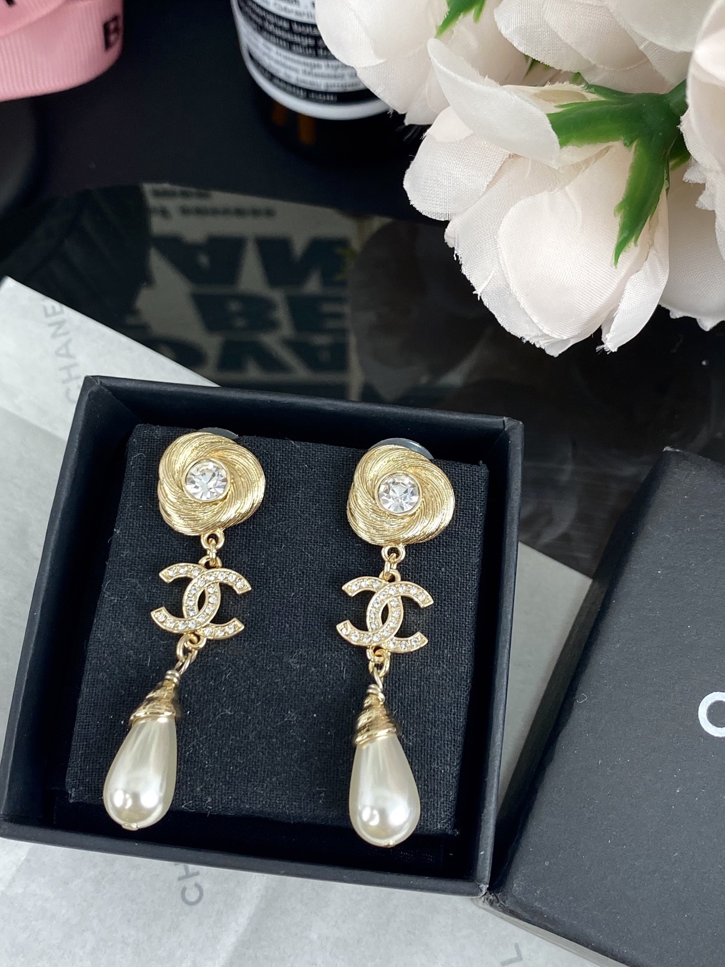 Chanel Vintage Teardrop Pearl Dangle Earrings - Original Replica Club