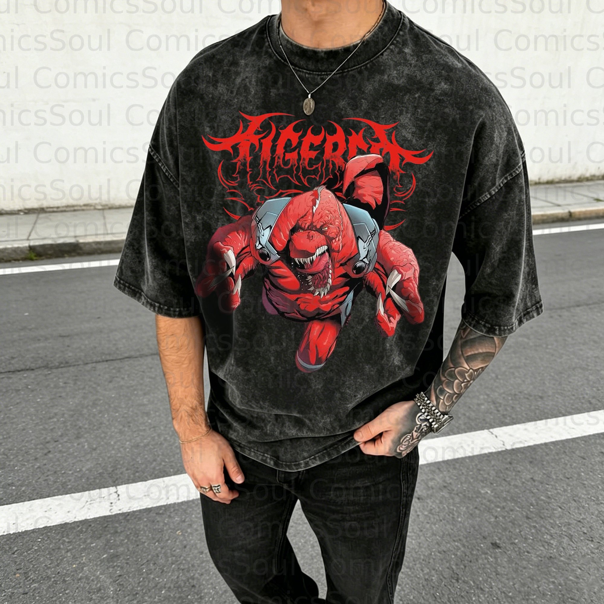 Unisex Anime Inspired Vintage Washed T-Shirt