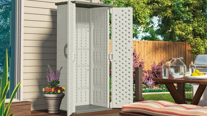 Suncast BMS1250 Resin Vertical Storage Shed Building, 22 cubic feet - Image 4