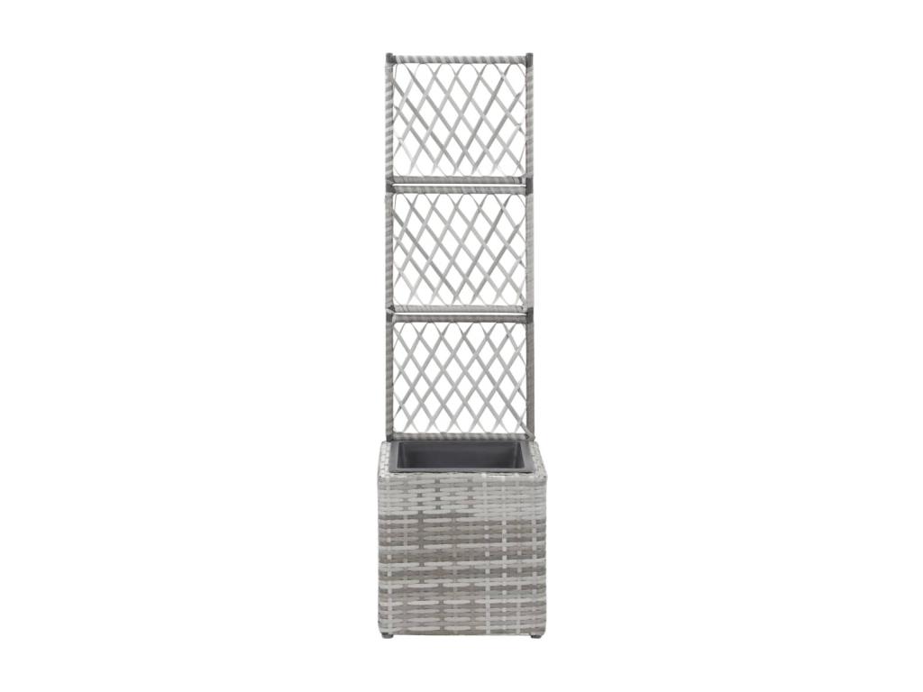 Bancal Decoromantico levado Trellis 1 macetero 30x30x107 cm Resina mimbre Gris