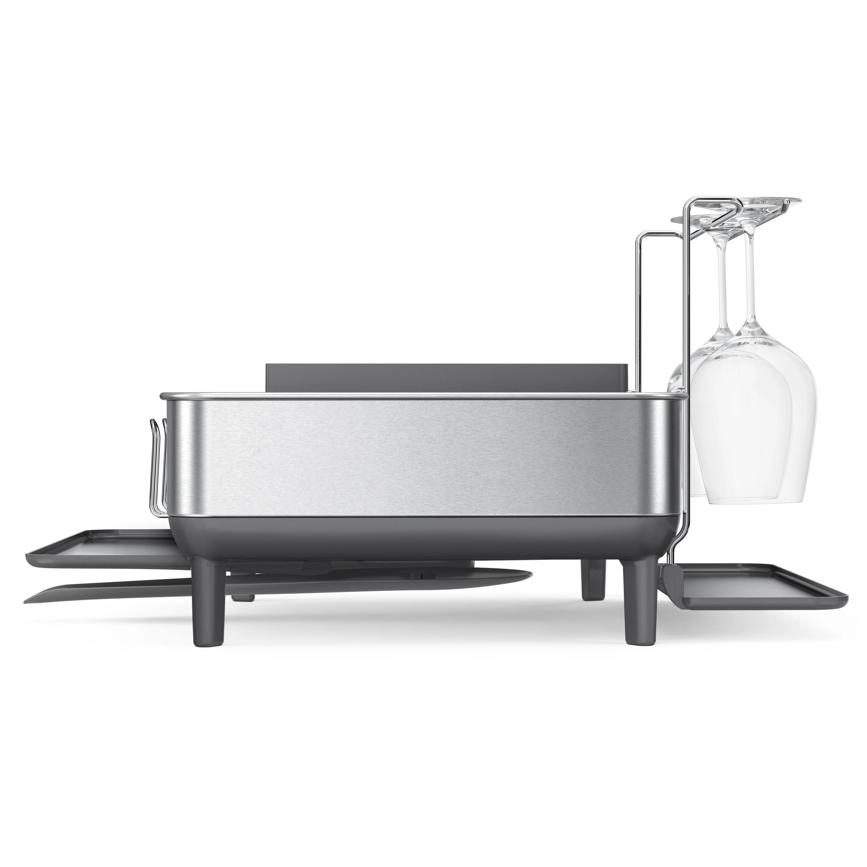 simplehuman Kitchen Dish Drying Rack, Fingerprint-Proof Stainless Steel Frame, Grey Plastic - Image 8