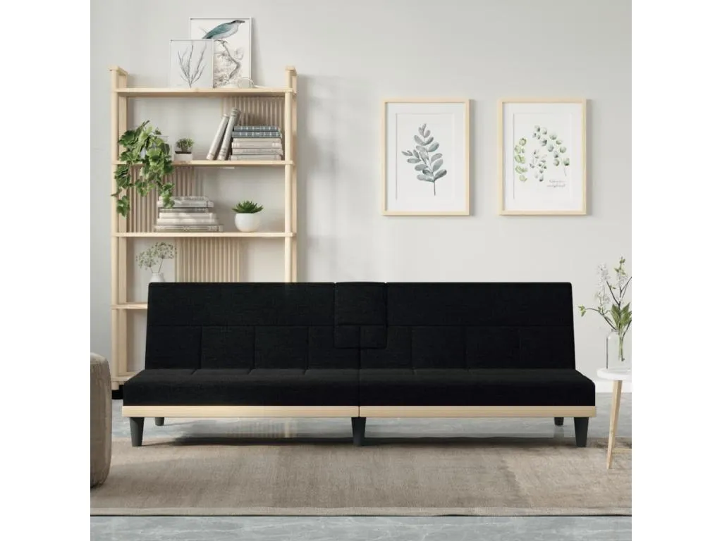 Sofá cama con portavasos tela negro
