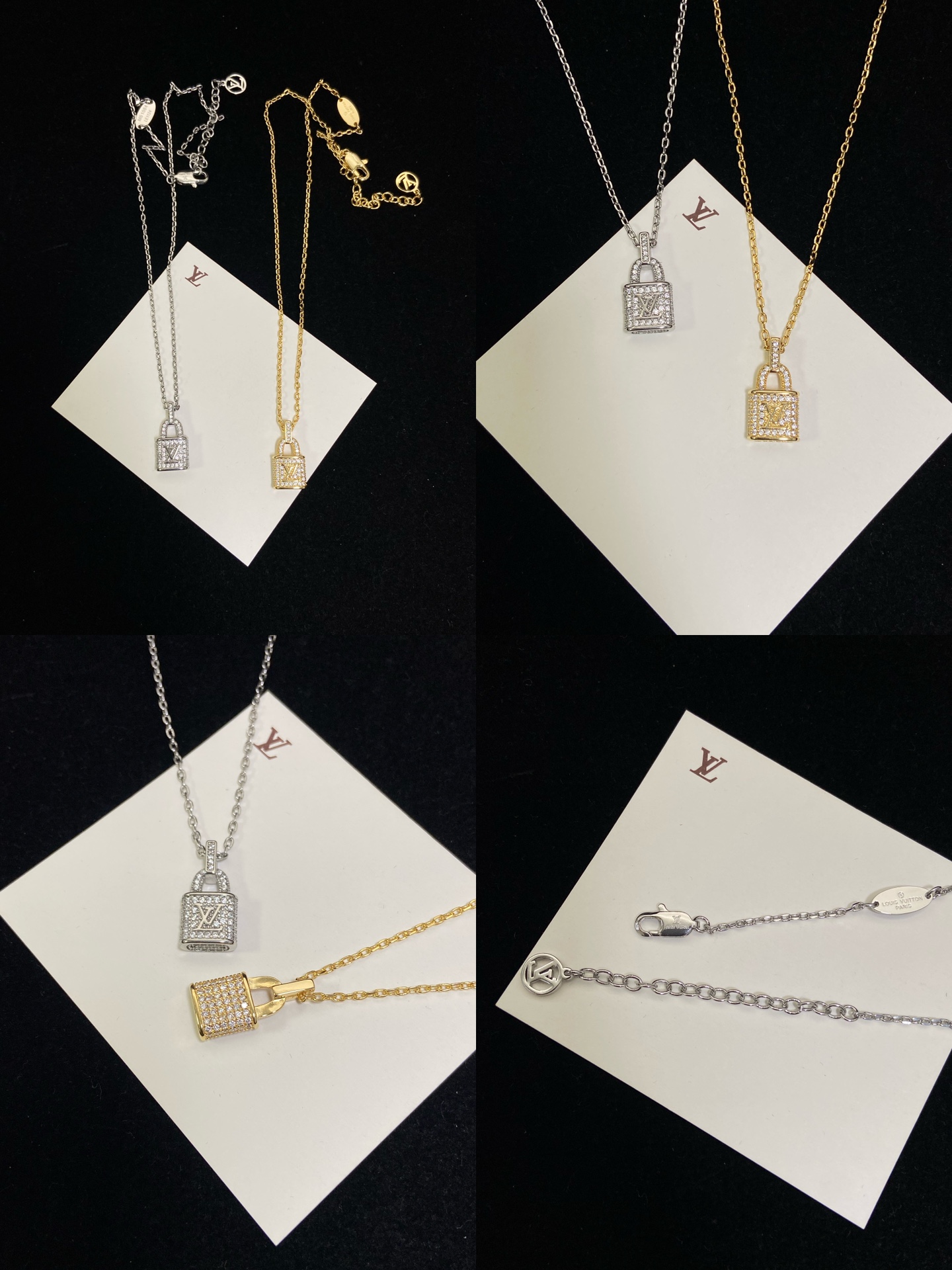Louis Vuitton Diamond Lock Pendant Necklace Earrings - Original Replica Club