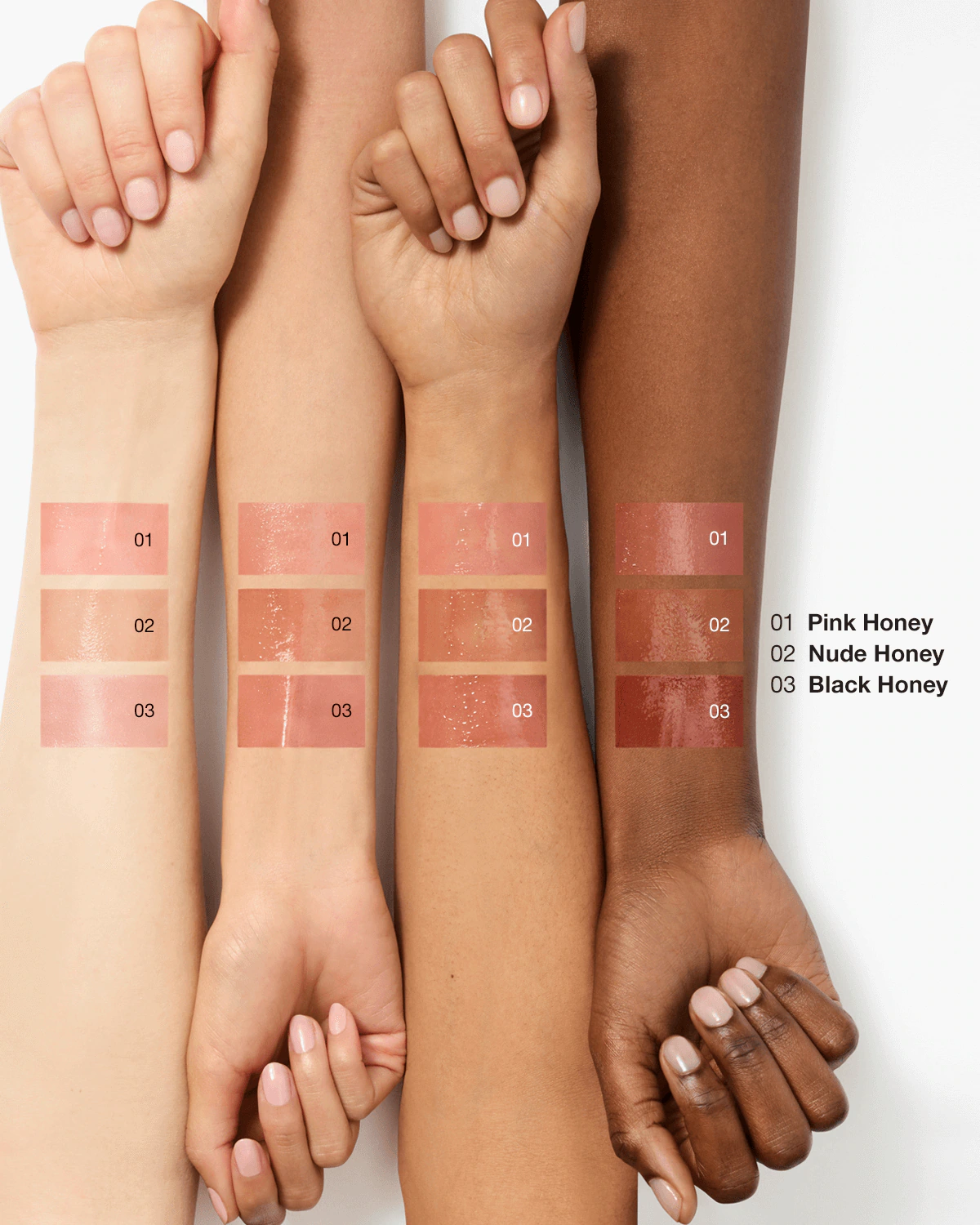 Clinique Pop™ Lip + Cheek Oil in Black Honey, Pink Honey and Nude Honey