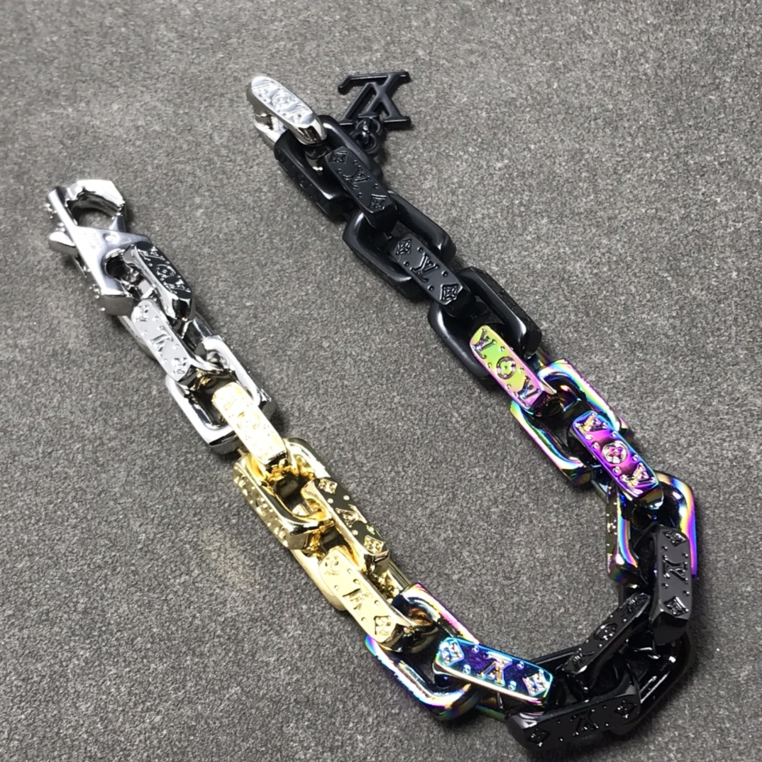 Louis Vuitton Mixed Gold Silver Purple Black Colors Mens Bracelet - Original Replica Club