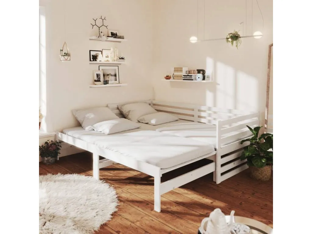 Sofá cama extraíble Homepleno maciza de Homepleno blanco 2x(90x200) cm 97543imcq