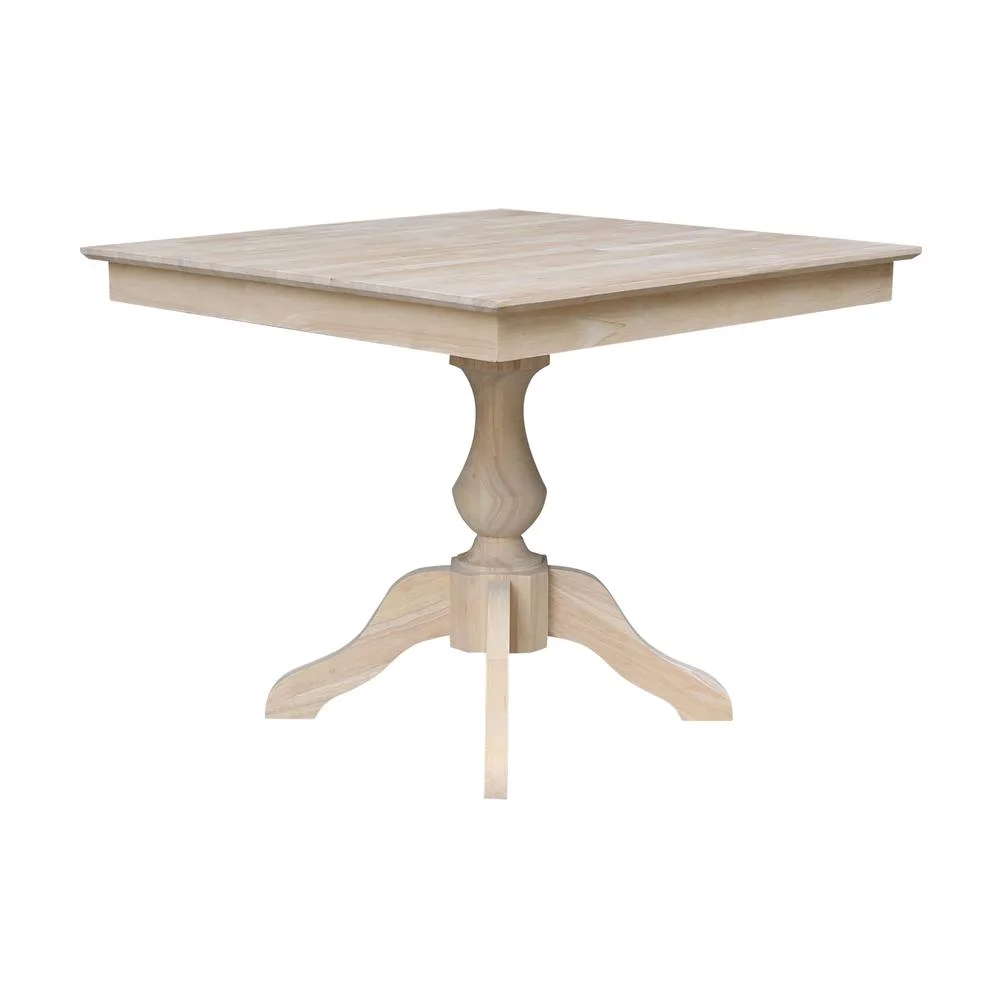 36" x 36" Natural Solid Wood Square Top Pedestal Table - 29.9" Height - Image 6