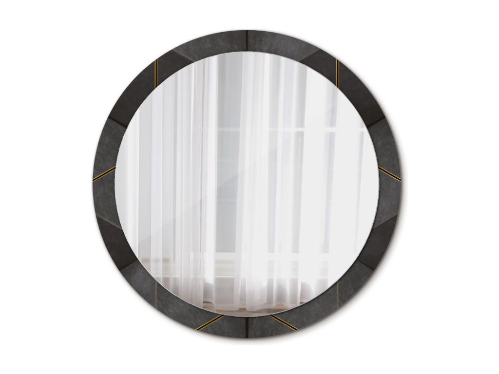 Espejo Redondo Decorativo - Triángulos Grises - 100 cm