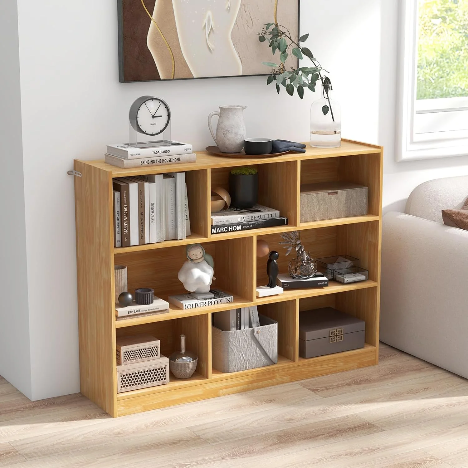 LOKO 3-Tier Open Shelf Bookcase, Floor Standing Wood Bookshelf for Bedroom, Living Room, Kids Room, 8 Cube Bookcase, 48 x 12.5 x 36.5 (Burlywood) - Image 2