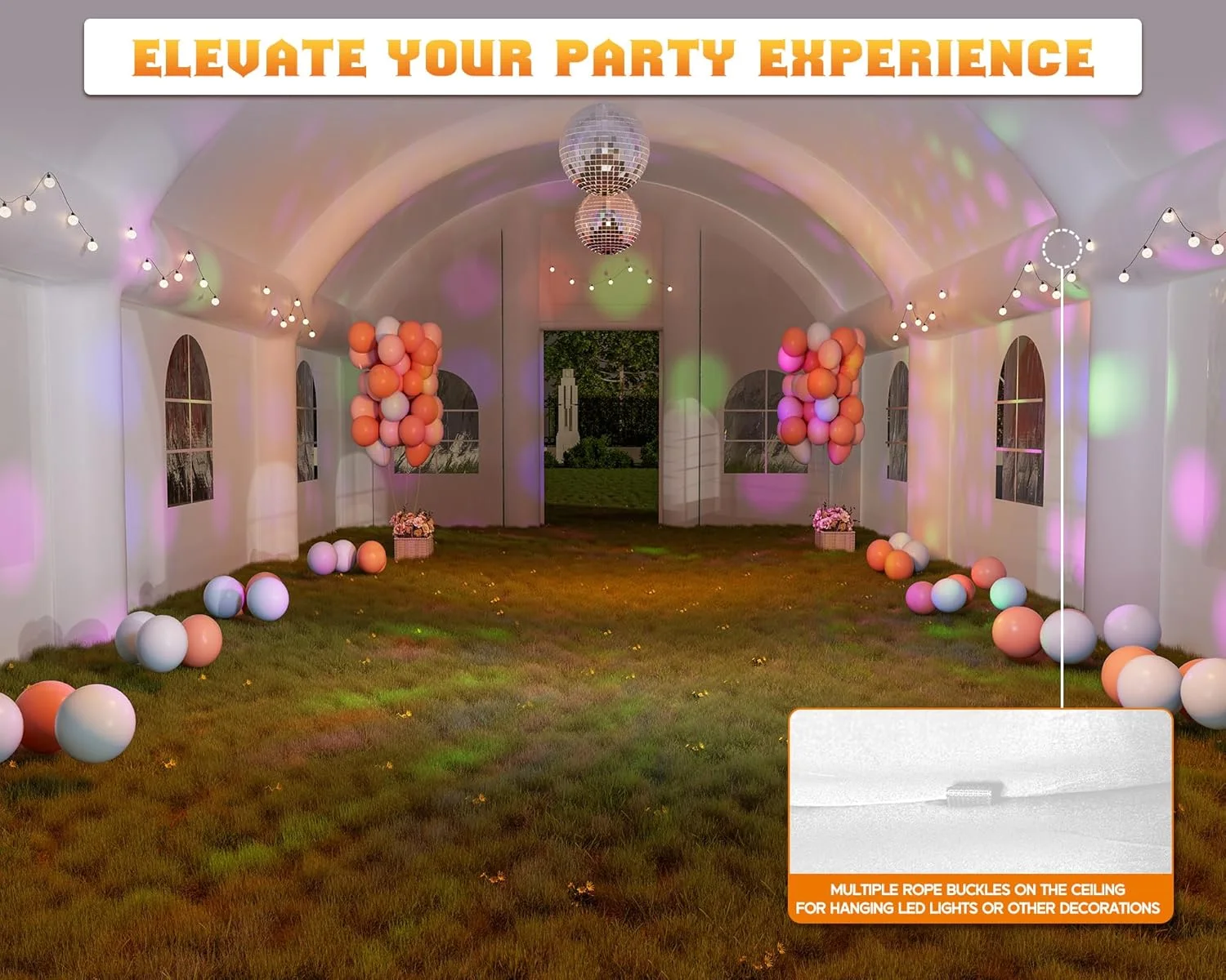 Jocisland 20x16x14 ft Large Black Inflatable Night Club Tent for Adults with 2 Side Doors, Inflatable Nightclub with Logo Area Gazebo Event House - Image 15