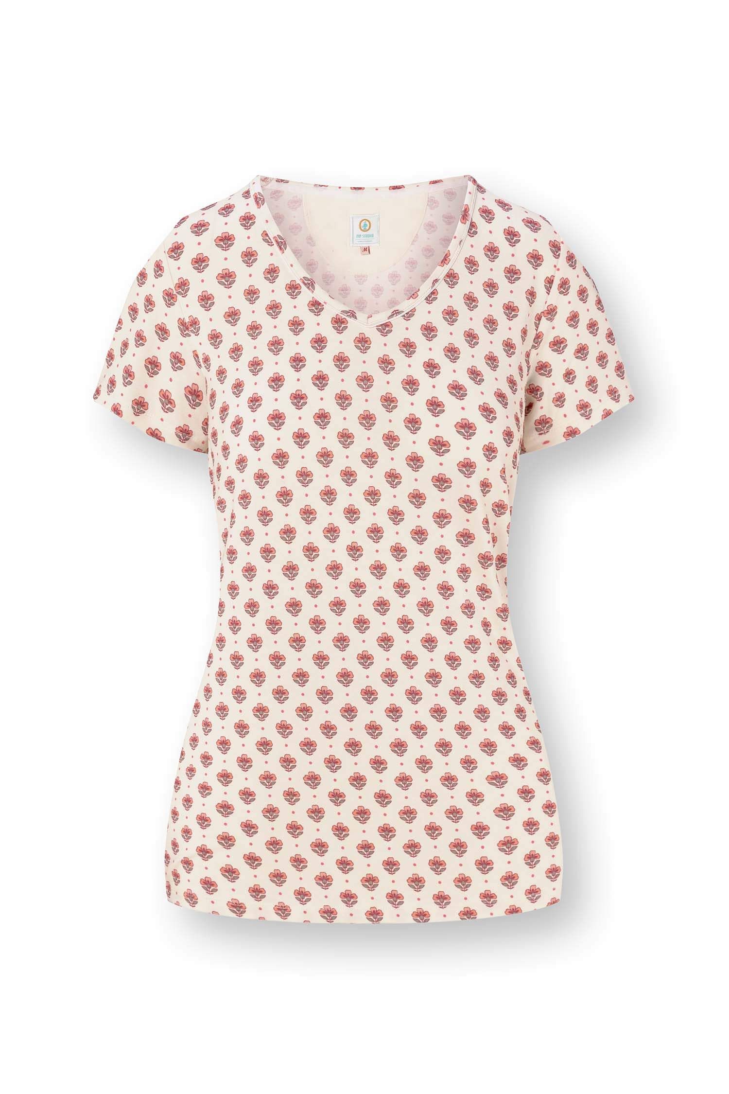 Toy Short Sleeve Top Jaipur Flower White/Pink