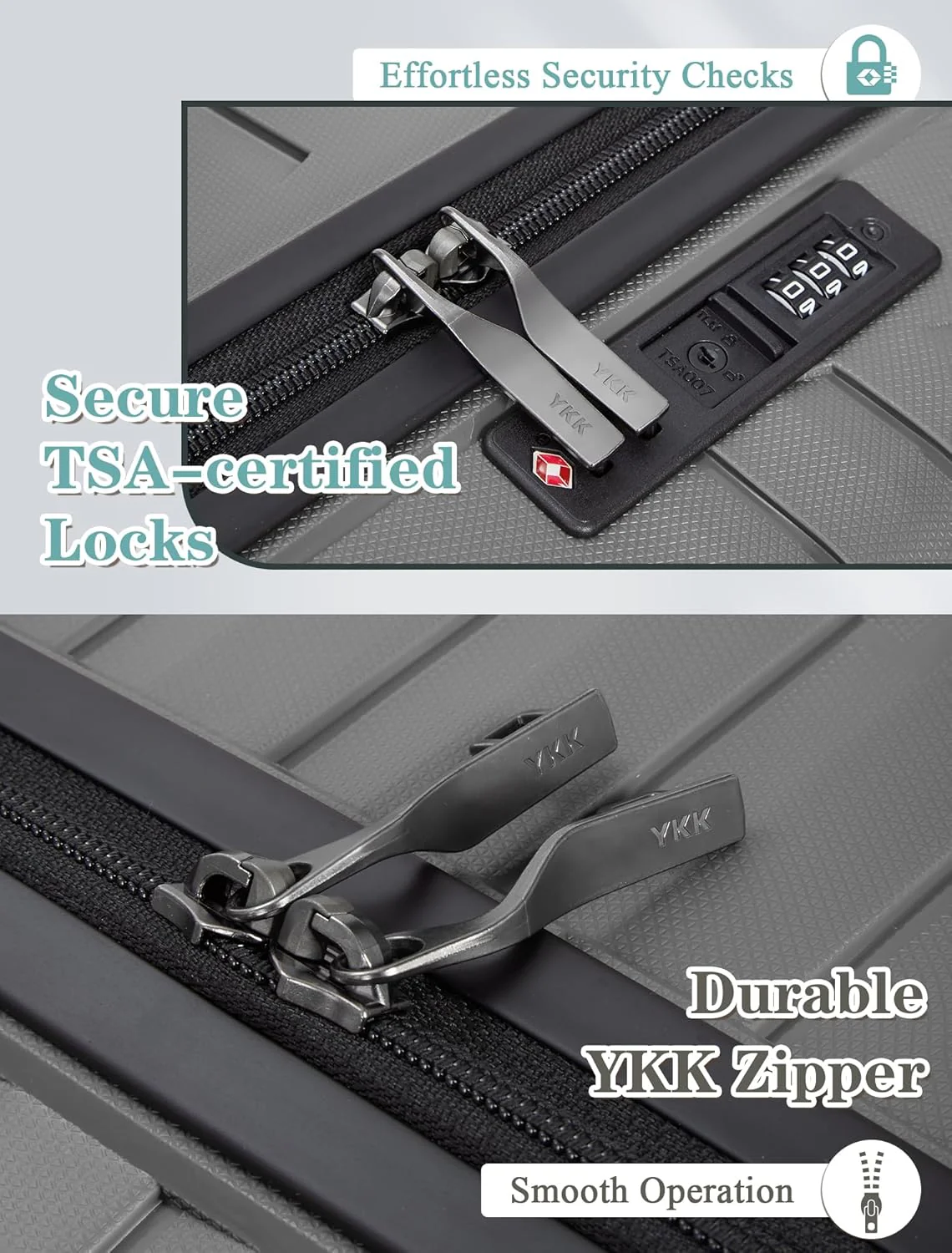 5-piece luggage set with wheels, ABS hardshell suitcase with spinner wheels