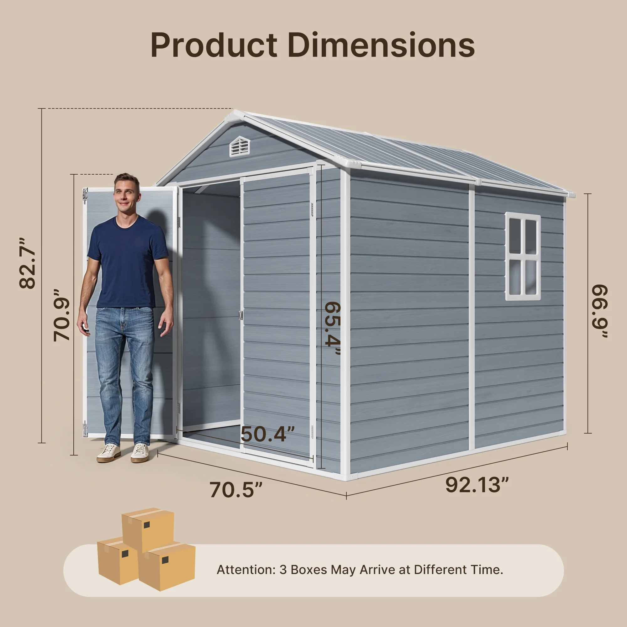 6x4 FT Resin Storage Shed, Lofka Plastic Outdoor Shed with Heavy Duty Floors, 135.6 cu ft, Colorfast, Side Window, Double Lockable Doors for Garden Backyard