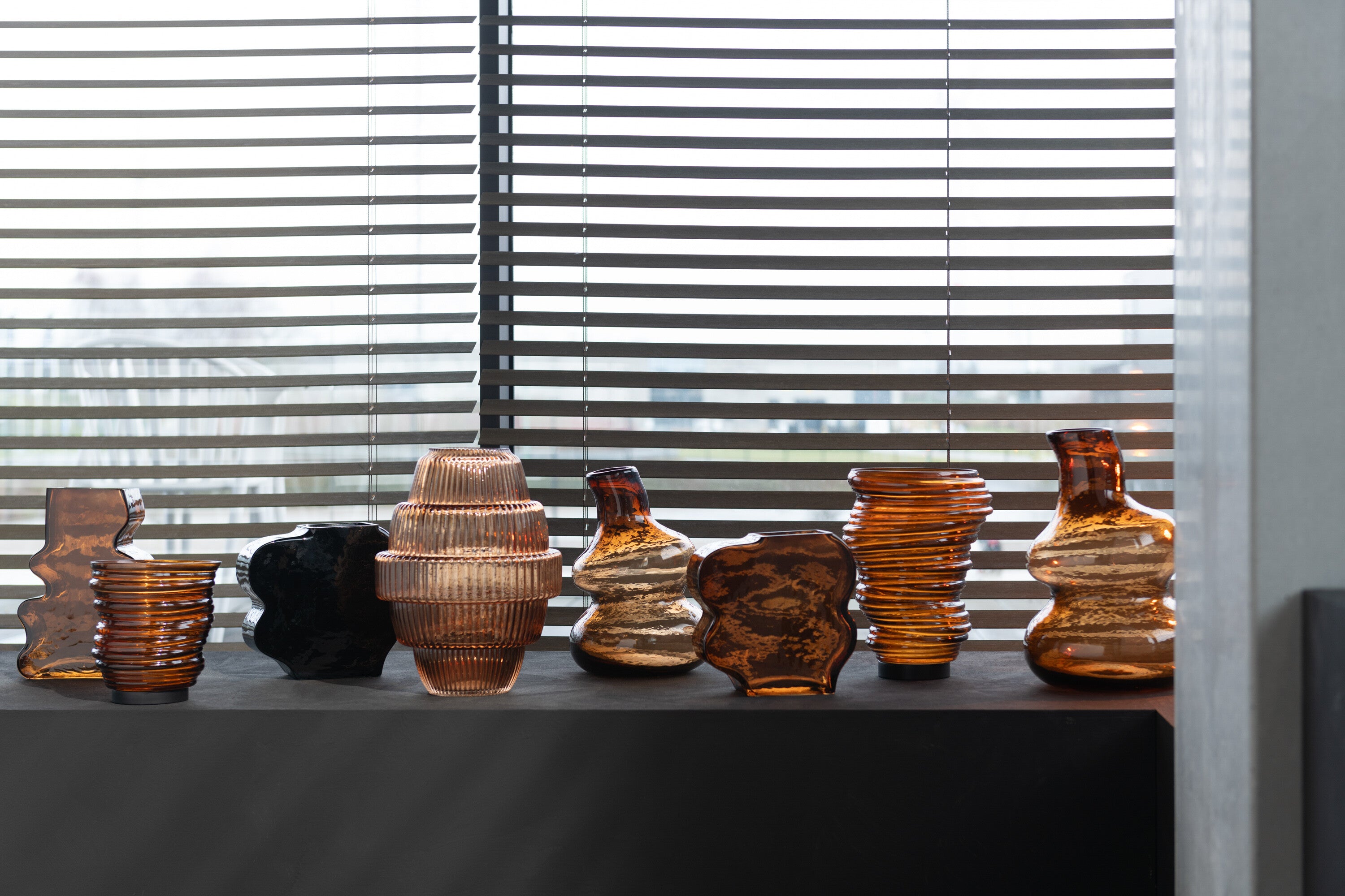 J-Line vaas Grillig - glas - camel donkerbruin - large - 2