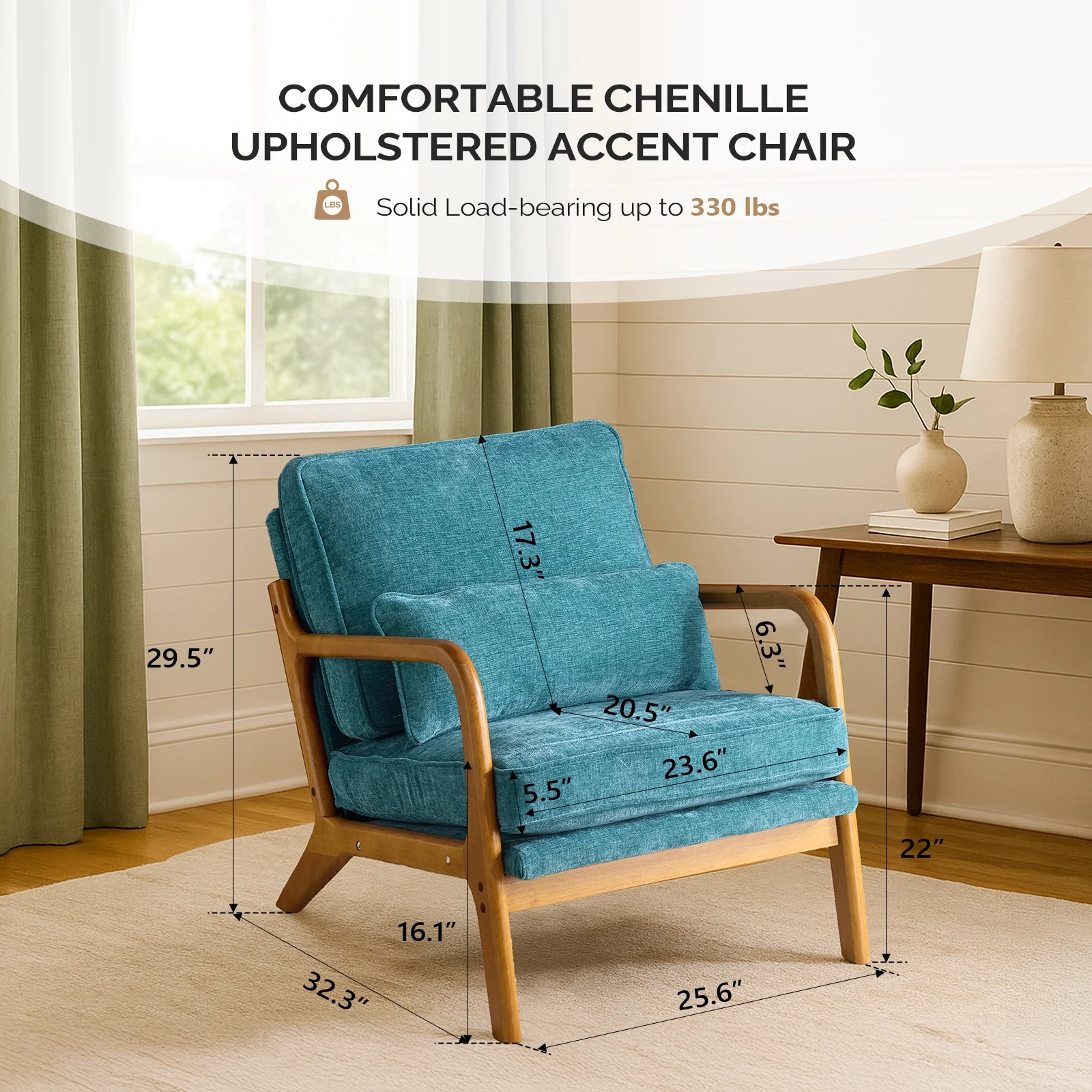 Ktaxon Accent Chair Corduroy Upholstered Armchair, Reading Club Chair with Pillow and Solid Wood Frame for Living Room Bedroom Furniture Off White - Image 157