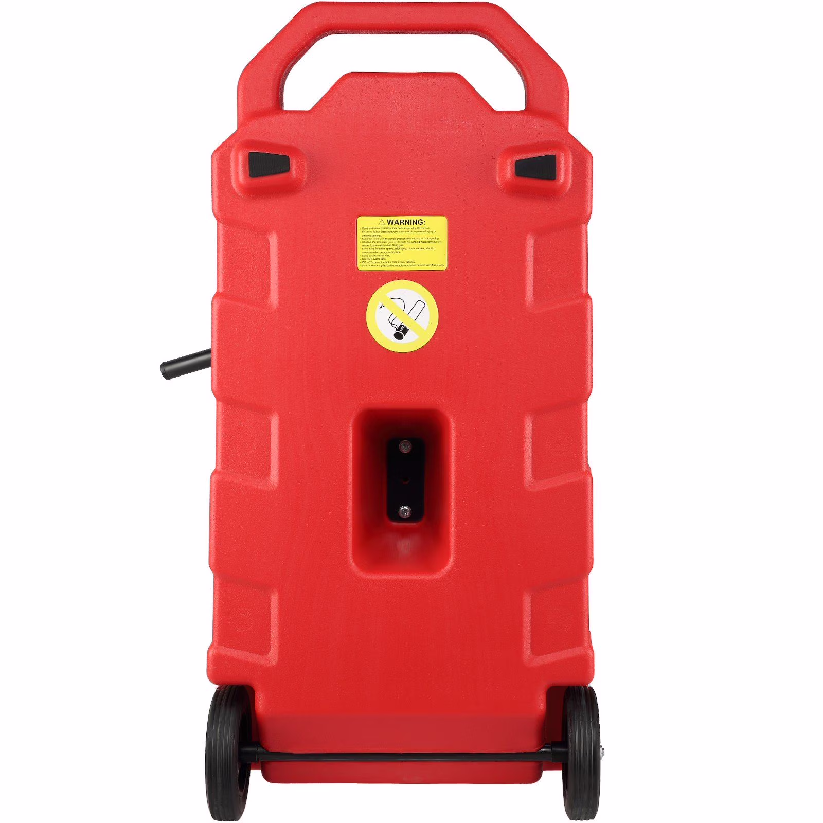 16 - Gallon Fuel Caddy with Hand Pump - 7.8 L/Min Flow Rate, Rubber Wheels Metal Hose - Portable Gas/Diesel Storage Tank for Cars, Mowers, Boats, Tractors