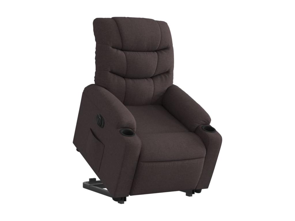 Sillón eléctrico reclinable elevable de tela marrón oscuro