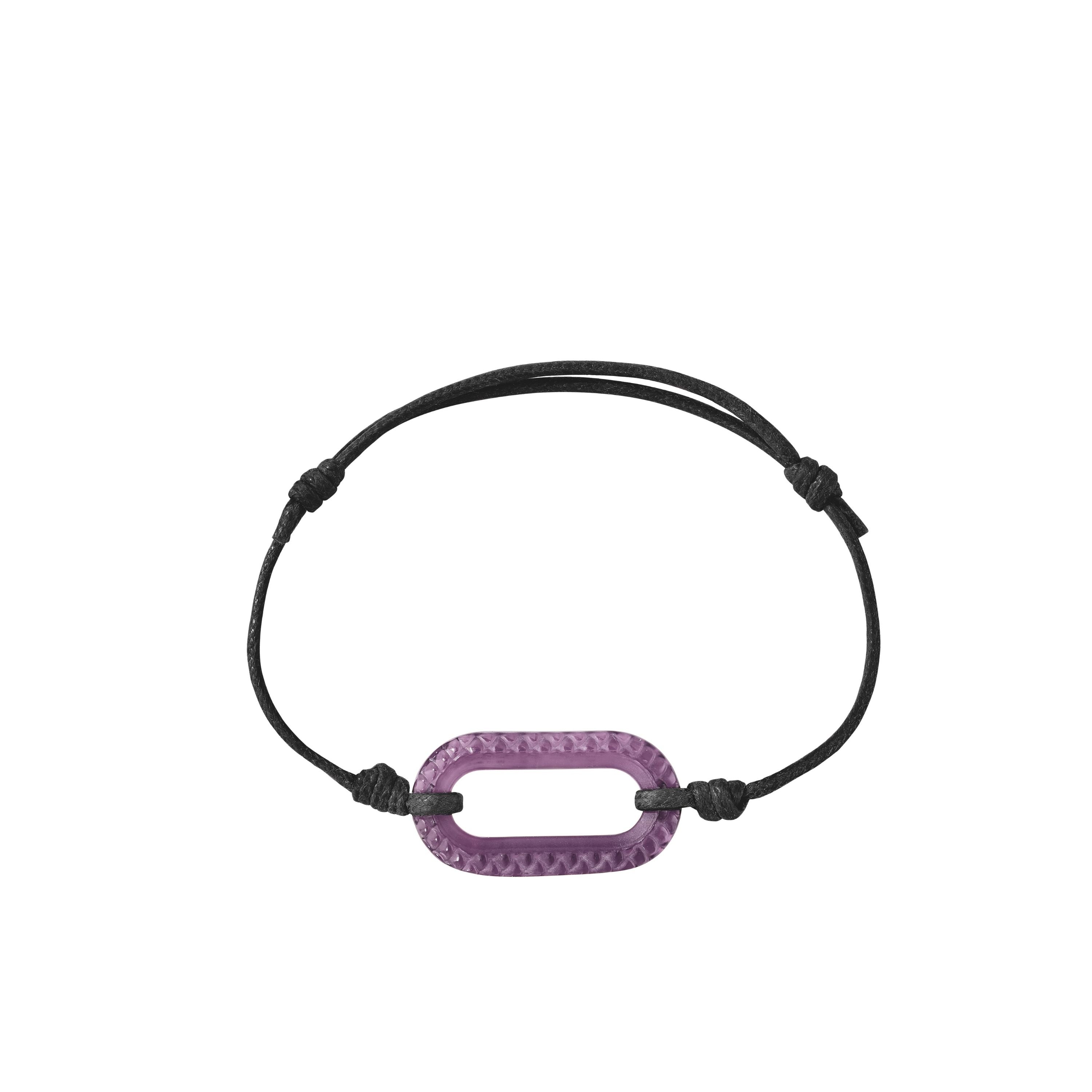 BRACELET CORDON EMPREINTE ANIMALE - CRISTAL VIOLET CRÉPUSCULE, CORDON NOIR