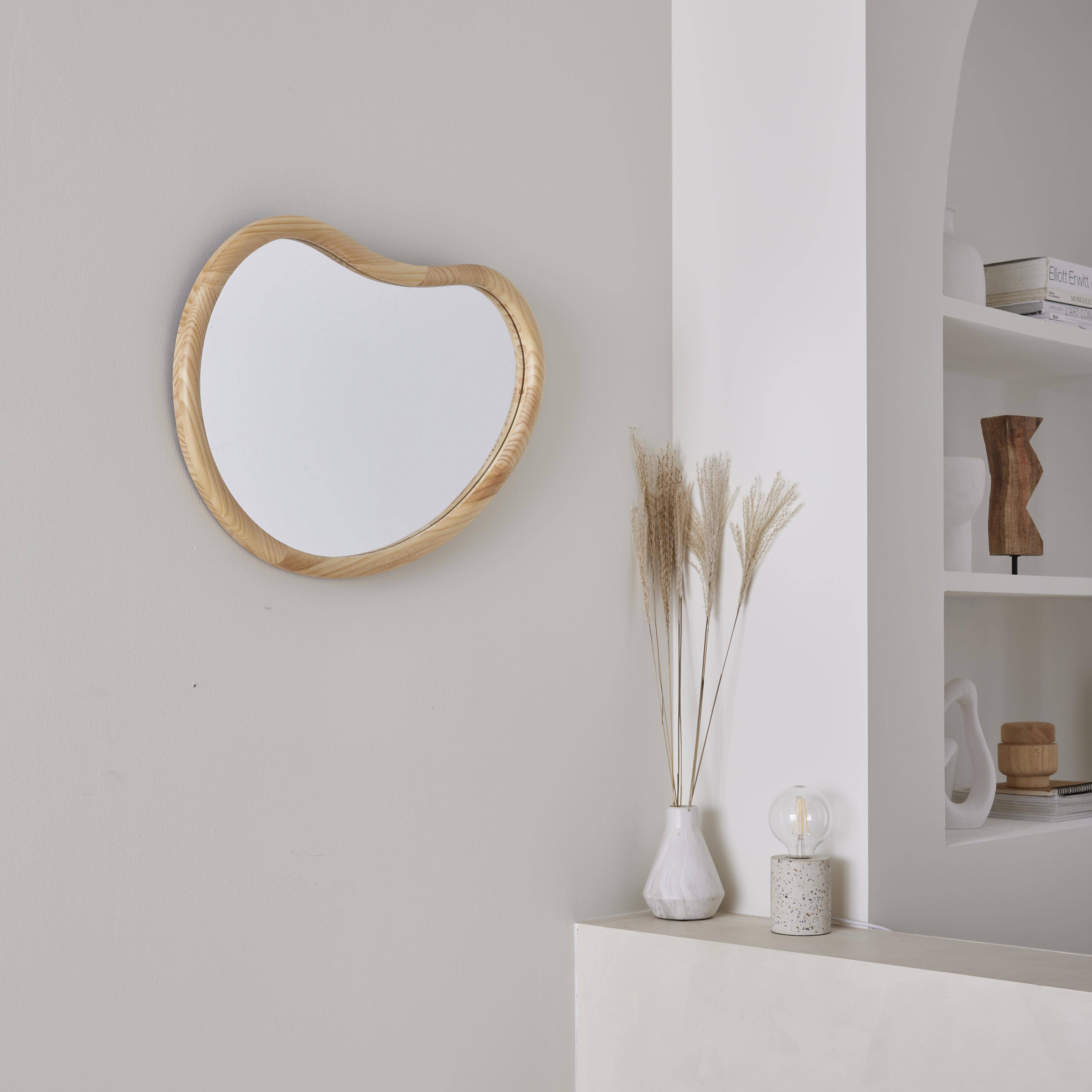 Jacob - Espejo de madera de abeto decorativo de pared, 65cm