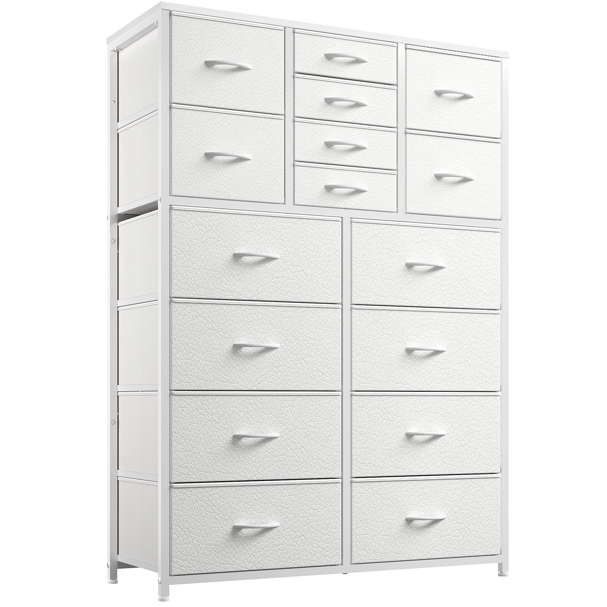 EnHomee Large Dresser for Bedroom Furniture Dresser with 16 Drawers Fabric Tall Dresser Closet Dresser Chest of Drawers Clothes Storage Slim for Living Room Office, Rustic Brown Wood Grain Print - Image 7