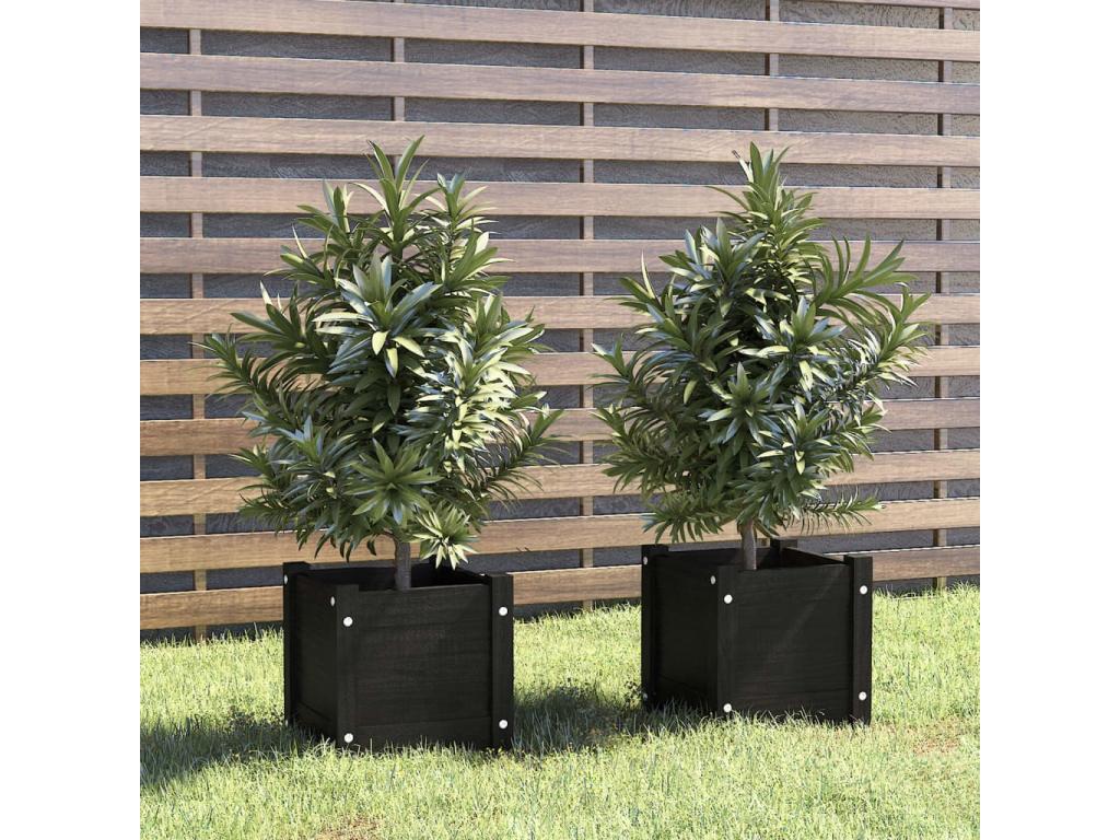 Decoratodo 2 unidades madera maciza de pino negra 31x31x31 cm