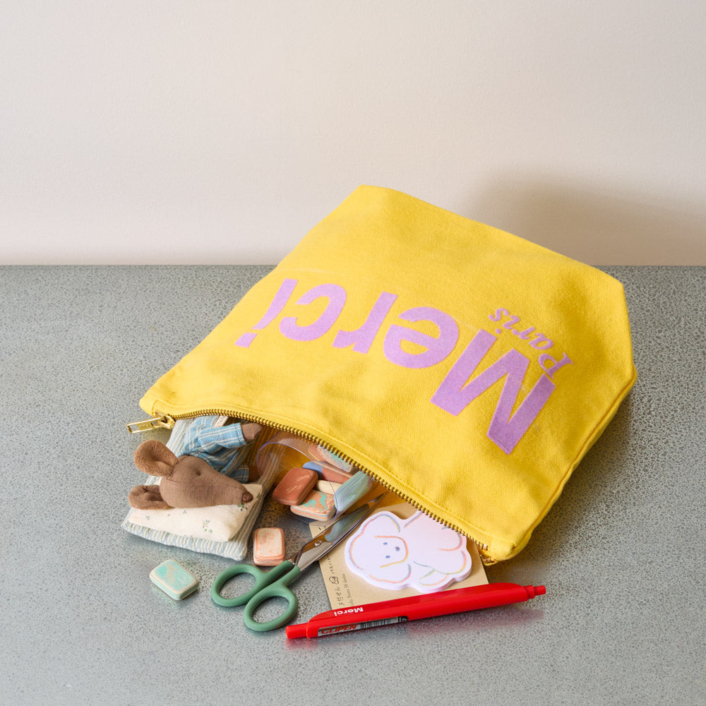 Merci - Pochette en coton - Banane & Lila