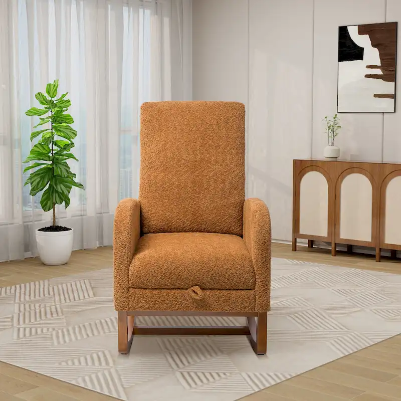 Ergonomic High Back Rocking Chair with Adjustable Footrest