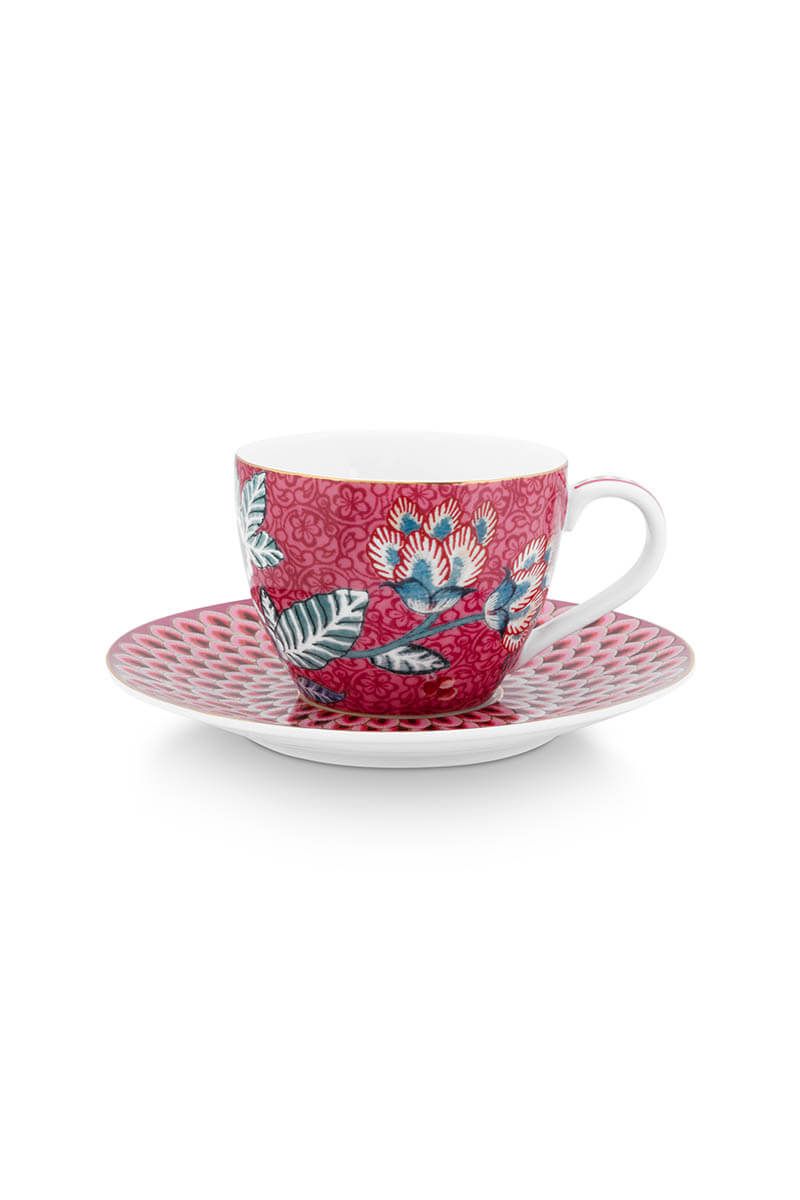 Espresso Cup & Saucer Flower Festival Dark Pink