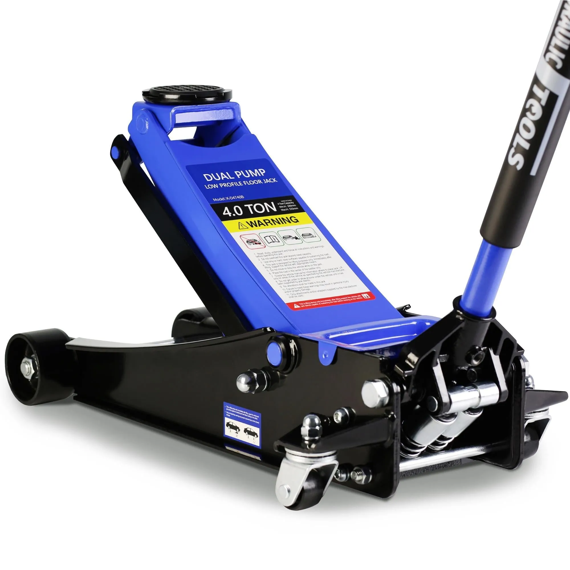 4-Ton Floor Jack, Low Profile Car Jack, Heavy-Duty Trolley Jack Car Lift with Dual Pump Pistons, Lifting Range 4"-21", 8000LBS