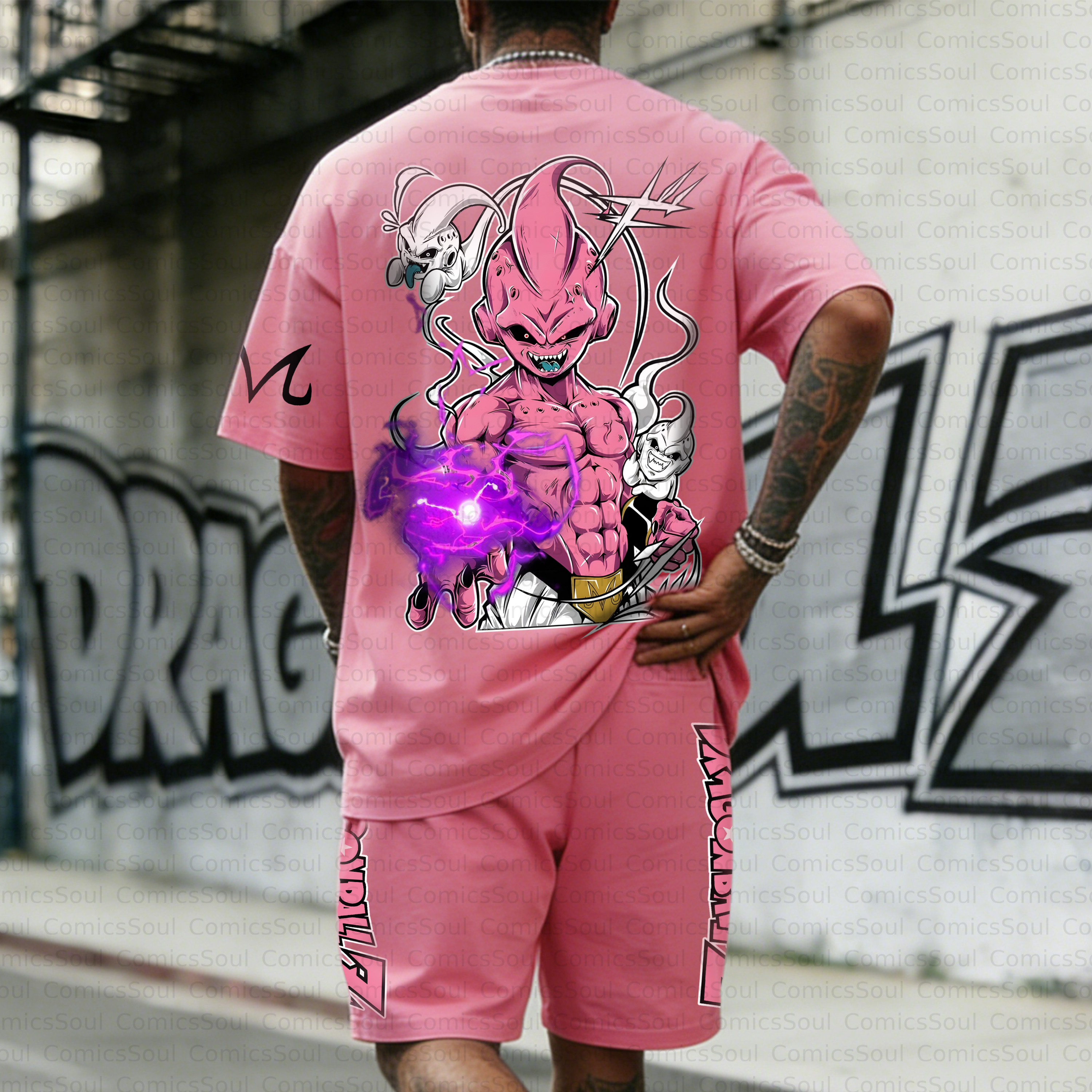 Unisex Anime Inspired Vintage T-shirt& Shorts 2 Pieces Set