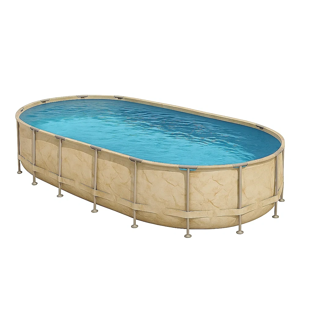 Piscina tubular ovalada 472x286x104 cm colores beige/azul MbkSjXU151VG
