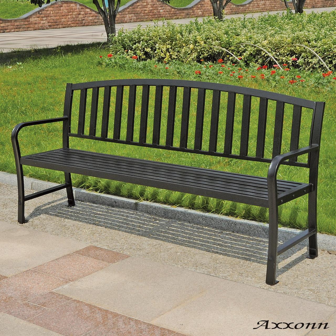 Axxonn 6ft Commercial Heavy Duty Metal Bench, Black, L 70.9 x W 21.3 x H 34.4 inches - image 4