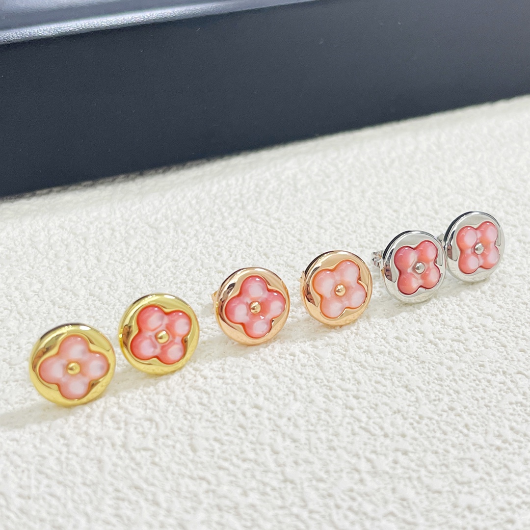 Louis Vuitton Pink Mother of Pearl Stud Earrings - Original Replica Club